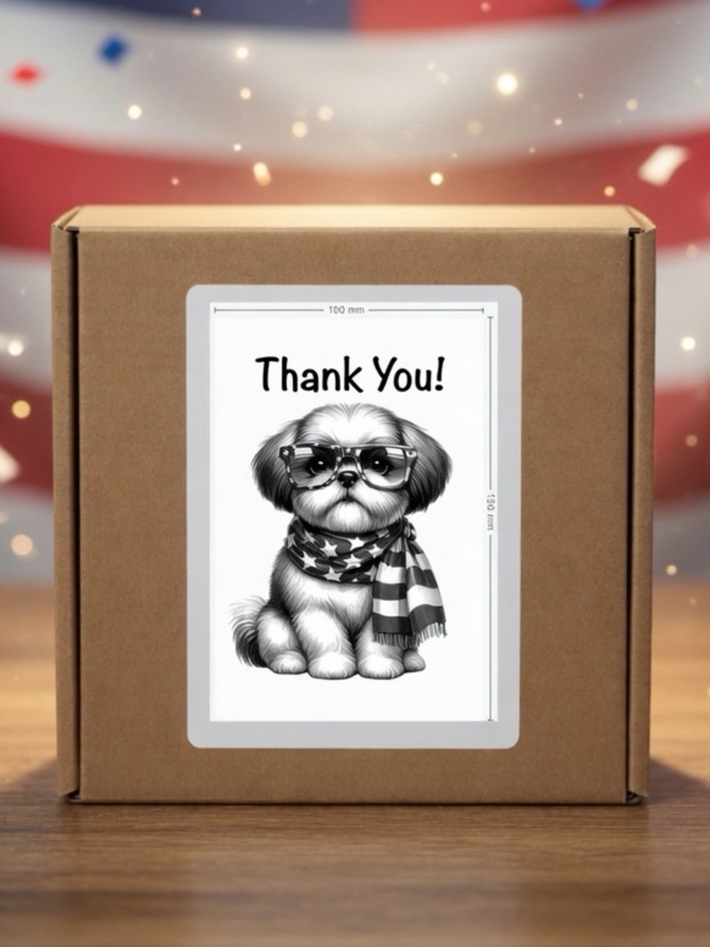 Patriotic Bichon Frise Thank You  Stickers 
4”x6”-100ct.
